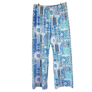 Kenny Dana Palazzo Pants Monsoon Blue Tonal Women's Size L Beach UPF50 NWT